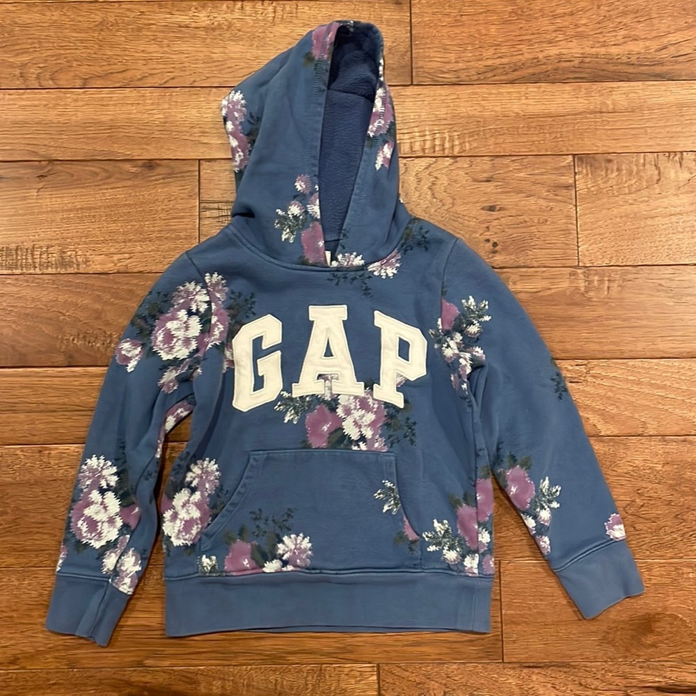 Gap Kids Girls Hooded Flowered Sweatshirt- Size Small